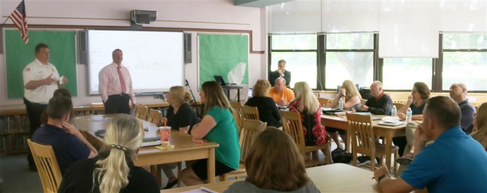 School district employees learn during an administrative retreat